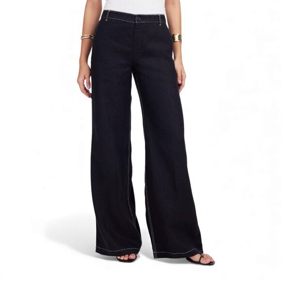 Madewell The Zoe Relaxed Wide Pant in 100% Linen Size 14 - Picture 1 of 12